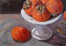 Load image into Gallery viewer, Still life Italian painting by Andrea Borella painter &quot;Composition with persimmon&quot; original artwork Italy

