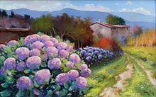 Load image into Gallery viewer, Tuscany painting by Andrea Borella painter &quot;Flowery countryside&quot; original landscape artwork Italy
