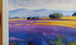 Tuscany painting by Andrea Borella painter "Lavender field countryside" original landscape artwork Italy
