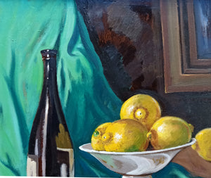 Still life Italian painting by Andrea Borella painter "Lemons & Books" original artwork Italy decor