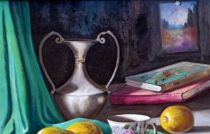 Italian painting by Andrea Borella painter "The porcelain cup" still life original artwork Italy