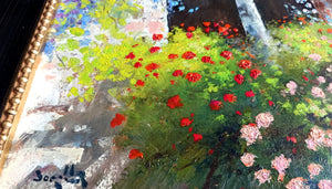 Italian painting Andrea Borella painter "Mullioned window with flowers" original artwork Italy