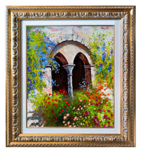 Load image into Gallery viewer, Italian painting Andrea Borella painter &quot;Mullioned window with flowers&quot; original artwork Italy
