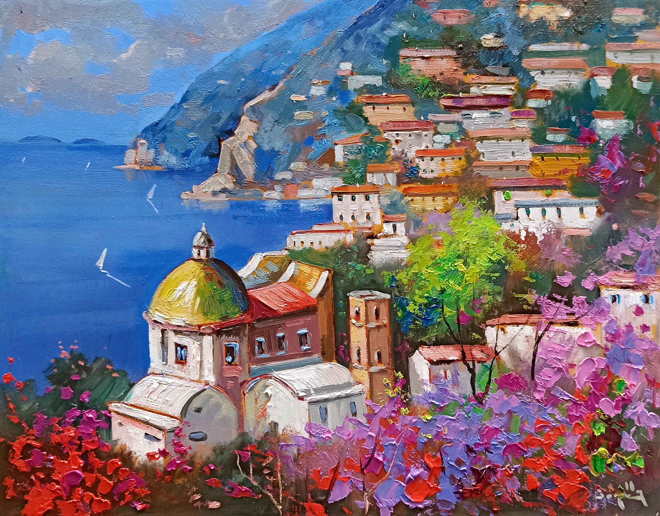 Positano painting by Andrea Borella painter 