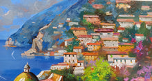 Load image into Gallery viewer, Positano painting by Andrea Borella painter &quot;Blooming on the coast&quot; Italy seaside,original oil
