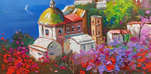 Load image into Gallery viewer, Positano painting by Andrea Borella painter &quot;Blooming on the coast&quot; Italy seaside,original oil
