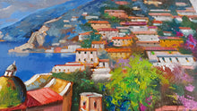 Load image into Gallery viewer, Positano painting by Andrea Borella painter &quot;Blooming on the coast&quot; Italy seaside,original oil
