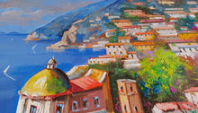 Load image into Gallery viewer, Positano painting by Andrea Borella painter &quot;Blooming on the coast&quot; Italy seaside,original oil
