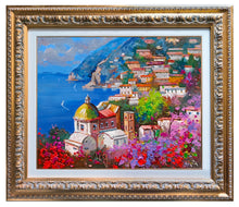 Load image into Gallery viewer, Positano painting by Andrea Borella painter &quot;Blooming on the coast&quot; Italy seaside,original oil
