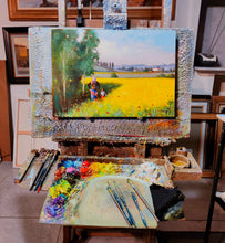 Load image into Gallery viewer, Tuscany painting by Andrea Borella painter &quot;Spring in the fields&quot; original artwork Italy
