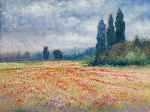 Tuscany painting Biagio Chiesi painter "Landscape with wildflowers" original landscape artwork Italy