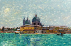 Venice painting cityscape by Biagio Chiesi painter "Canal Grande" original Italian artwork Toscana
