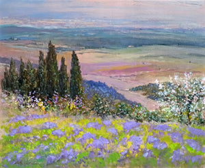 Tuscany painting by Biagio Chiesi painter "Spring colors landscape n°1" original Italian landscape Toscana