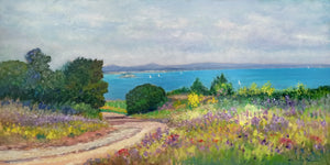 Tuscany painting Biagio Chiesi painter "Elba Island panorama" original Italian artwork Toscana