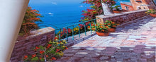 Load image into Gallery viewer, Sorrento painting canvas &quot;Flowered old road&quot; original Italian painter Ernesto De Michele
