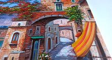 Load image into Gallery viewer, Sorrento painting canvas &quot;Flowered old road&quot; original Italian painter Ernesto De Michele
