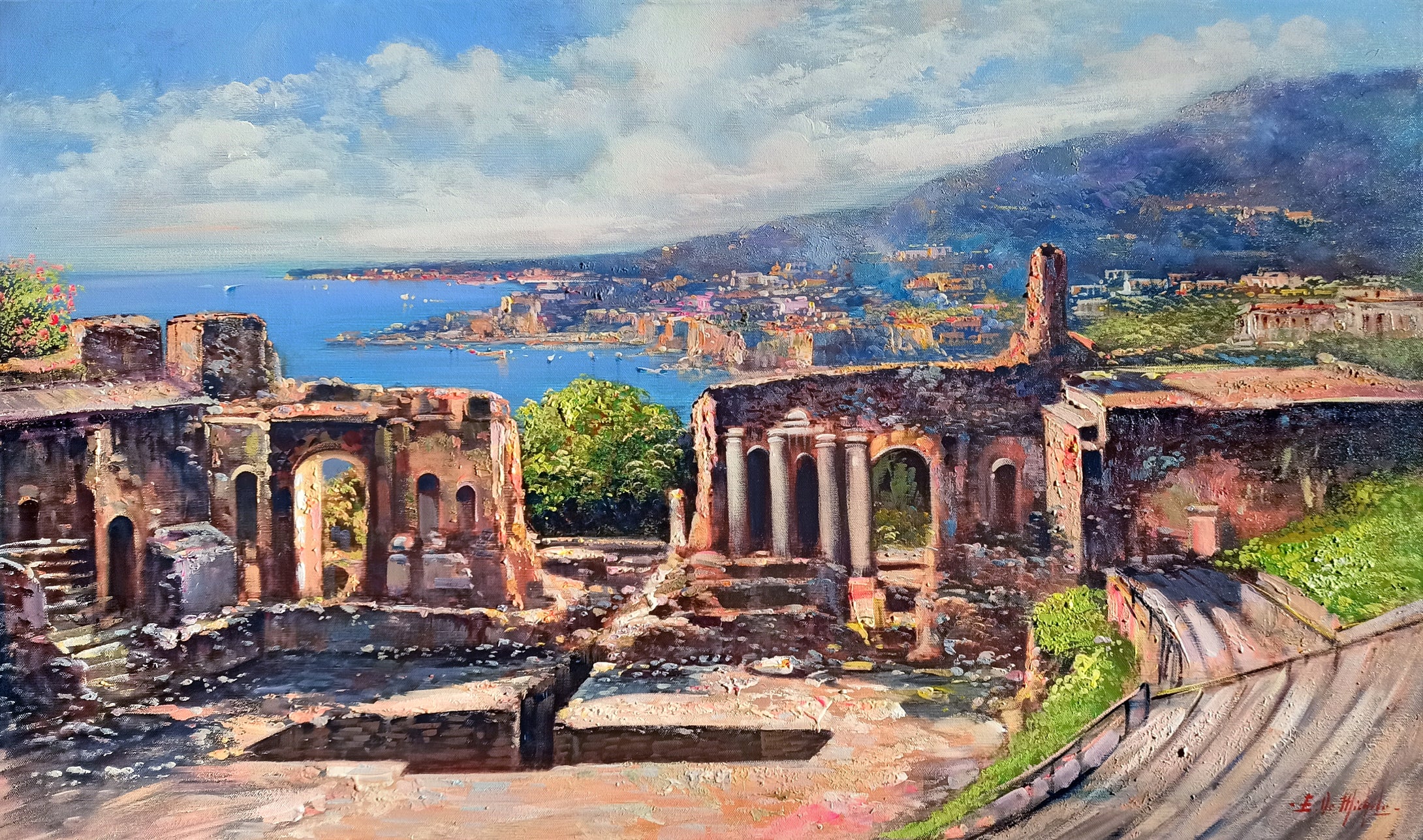 Sicily Taormina painting ,by Ernesto De Michele painter 