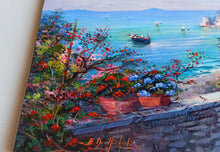 Load image into Gallery viewer, Positano painting,Italian painter &quot;Flull of colours view&quot; original painter Ernesto De Michele
