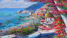 Load image into Gallery viewer, Positano painting,Italian painter &quot;Flull of colours view&quot; original painter Ernesto De Michele
