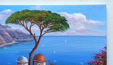 Load image into Gallery viewer, Ravello painting canvas &quot;Belvedere on the sea&quot; original Italian painter Ernesto De Michele
