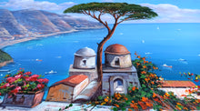 Load image into Gallery viewer, Ravello painting canvas &quot;Belvedere on the sea&quot; original Italian painter Ernesto De Michele
