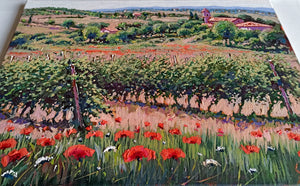 Tuscany painting by Roberto Gai "One day in the vineyard n°2" Toscana artwork landscape oil canvas
