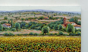 Tuscany painting by Roberto Gai "Sweet hills and sunflowers" Toscana artwork landscape oil canvas