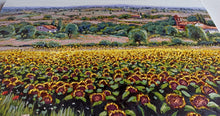 Load image into Gallery viewer, Tuscany painting by Roberto Gai &quot;Sweet hills and sunflowers&quot; Toscana artwork landscape oil canvas
