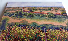 Load image into Gallery viewer, Tuscany painting by Roberto Gai &quot;One day in the vineyard - vertical version&quot; Toscana artwork  oil canvas
