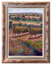 Load image into Gallery viewer, Tuscany painting by Roberto Gai &quot;One day in the vineyard - vertical version&quot; Toscana artwork  oil canvas
