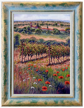 Load image into Gallery viewer, Tuscany painting by Roberto Gai &quot;One day in the vineyard - vertical version&quot; Toscana artwork  oil canvas
