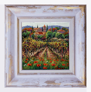 Tuscany painting by Roberto Gai "In the middle of vineyard" Toscana artwork landscape oil canvas