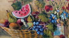 Load image into Gallery viewer, Still life &quot;fruits and Flowers&quot; old painting Gino Guidi 1914 painter original oil Italian vintage artwork
