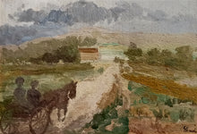 Load image into Gallery viewer, Country road old painting by Guido Guidi 1901 painter original oil Italian vintage artwork
