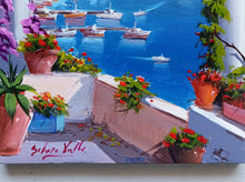 Load image into Gallery viewer, Amalfi painting by Silvio Valli painter &quot;Vertical window on the sea&quot;,Italian painter,Italy seaside
