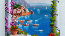 Load image into Gallery viewer, Amalfi painting by Silvio Valli painter &quot;Vertical window on the sea&quot;,Italian painter,Italy seaside
