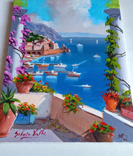 Load image into Gallery viewer, Amalfi painting by Silvio Valli painter &quot;Vertical window on the sea&quot;,Italian painter,Italy seaside
