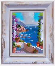 Load image into Gallery viewer, Amalfi painting by Silvio Valli painter &quot;Vertical window on the sea&quot;,Italian painter,Italy seaside
