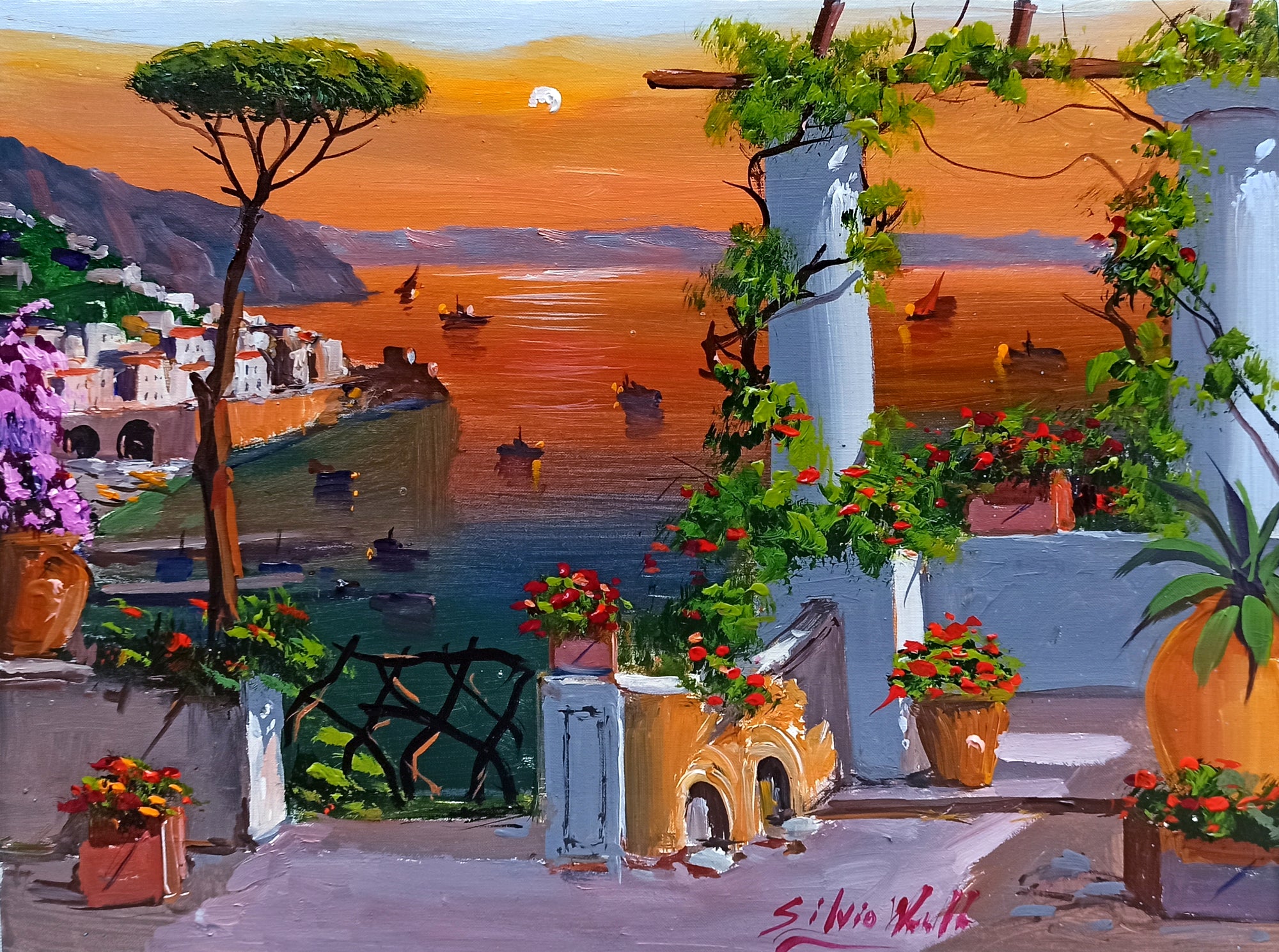 Amalfi painting, by Silvio Valli painter 