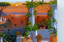 Load image into Gallery viewer, Amalfi painting, by Silvio Valli painter &quot;Sunset from the terrace&quot;,Italian painting,Amalfitan Coast
