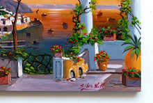 Load image into Gallery viewer, Amalfi painting, by Silvio Valli painter &quot;Sunset from the terrace&quot;,Italian painting,Amalfitan Coast
