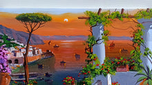 Load image into Gallery viewer, Amalfi painting, by Silvio Valli painter &quot;Sunset from the terrace&quot;,Italian painting,Amalfitan Coast
