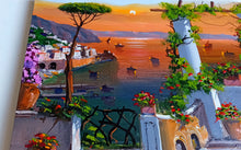 Load image into Gallery viewer, Amalfi painting, by Silvio Valli painter &quot;Sunset from the terrace&quot;,Italian painting,Amalfitan Coast
