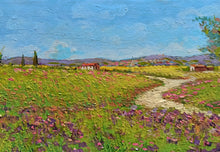 Load image into Gallery viewer, Tuscany painting by Gino Masini &quot;ris field landscape&quot; original artwork Italy Toscana countryside
