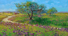 Load image into Gallery viewer, Tuscany painting by Gino Masini &quot;ris field landscape&quot; original artwork Italy Toscana countryside
