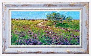 Tuscany painting by Gino Masini "ris field landscape" original artwork Italy Toscana countryside