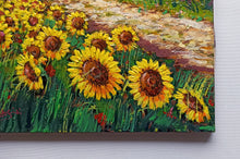 Load image into Gallery viewer, Tuscany painting by Gino Masini &quot;Country path with sunflowers&quot; landscape original artwork Italy Toscana
