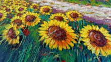 Load image into Gallery viewer, Tuscany painting by Gino Masini &quot;Country path with sunflowers&quot; landscape original artwork Italy Toscana
