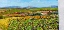 Load image into Gallery viewer, Tuscany painting by Gino Masini &quot;Road between the vineyard&quot; landscape original artwork Italy Toscana
