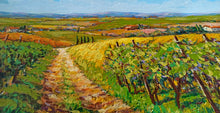 Load image into Gallery viewer, Tuscany painting by Gino Masini &quot;Road between the vineyard&quot; landscape original artwork Italy Toscana
